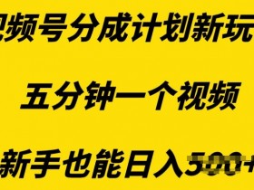 视频号分成计划全新玩法，复制模式轻松实现月入1W+